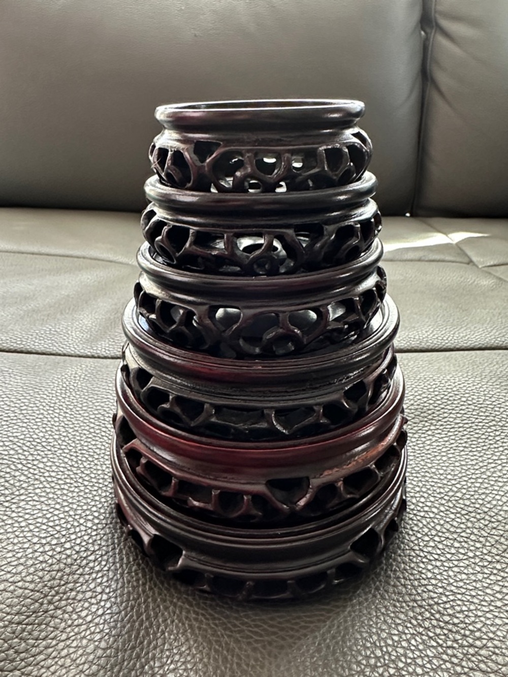 RARE Vintage Asian Hand Carved Wooden Stands